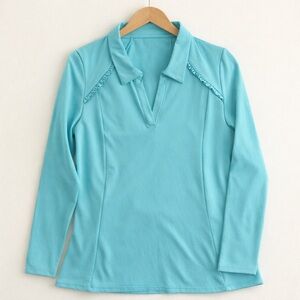 Golf Collared Long Sleeve Top Large Kyodan